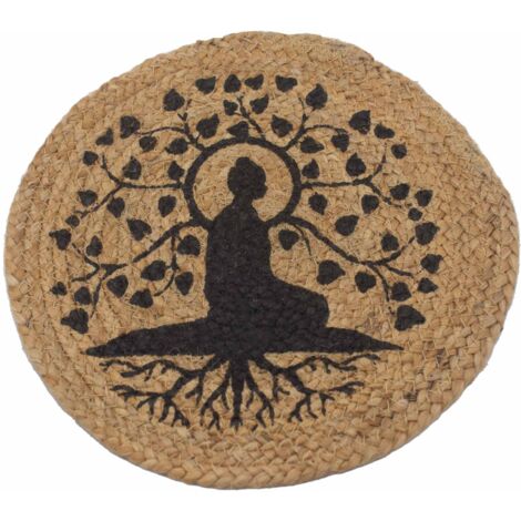 Set de Table Naturel - Jute 30cm - Imprimé Arbre Bodhi- Vendu par 1