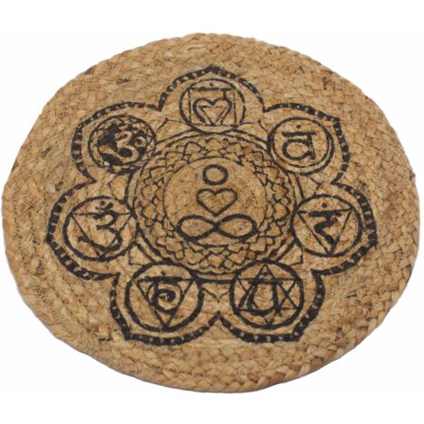Set de Table Naturel - Jute 30cm - Imprimé Chakra- Vendu par 1