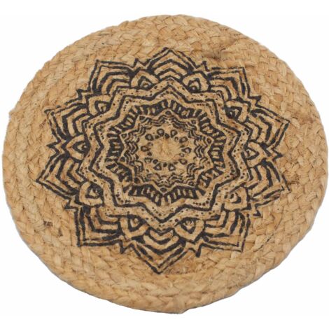 Set de Table Naturel - Jute 30cm - Imprimé Mandala- Vendu par 1