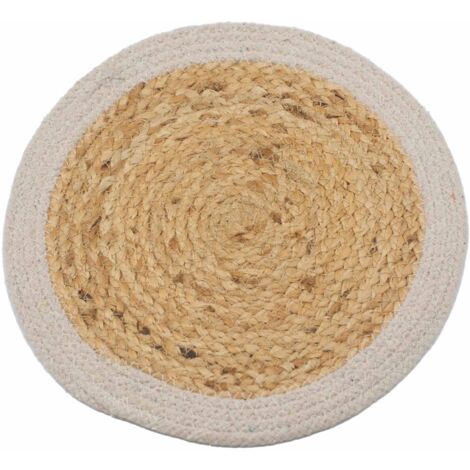 Set de Table Naturel - Jute & Coton 30cm - Bordure Ivoire- Vendu par 1