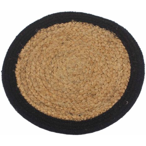 Set de Table Naturel - Jute & Coton 30cm - Bordure Noire- Vendu par 1