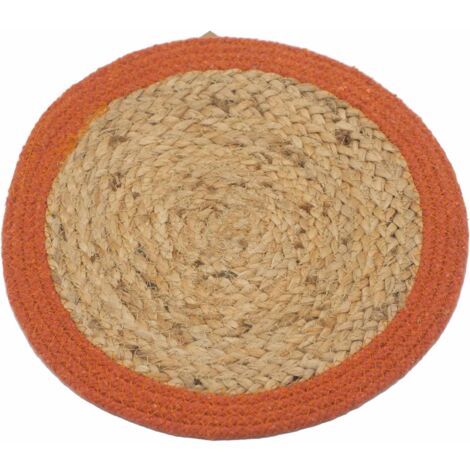 Set de Table Naturel - Jute & Coton 30cm - Clay Boarder- Vendu par 1