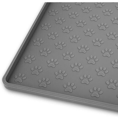Set de table pour chien et chat, anti-débordement, convient aux petits, moyens et grands animaux, 48 x 30 cm, gris, silicone