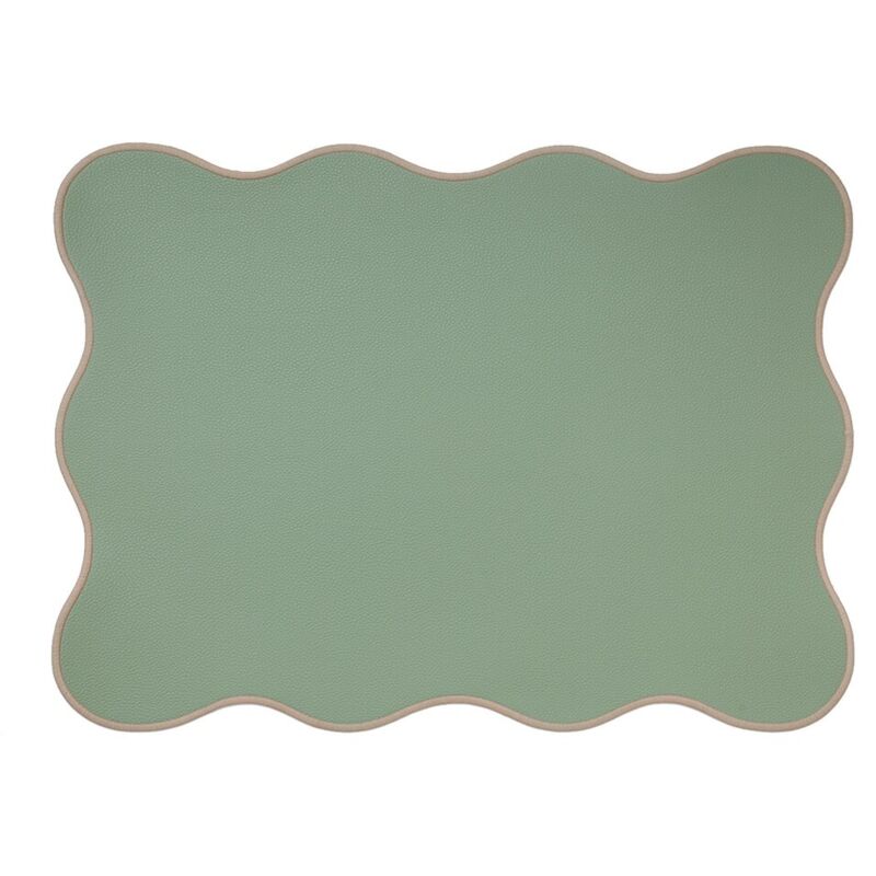 Set de table rectangle Juliette Vert bordure beige 33 x 45cm