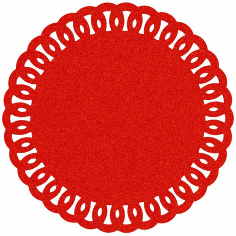 Set de Table Rond à Paillettes "Guirlande" 38cm Rouge