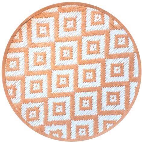 Set de table rond beige et Blanc en feuilles de Bambou - 38 cm