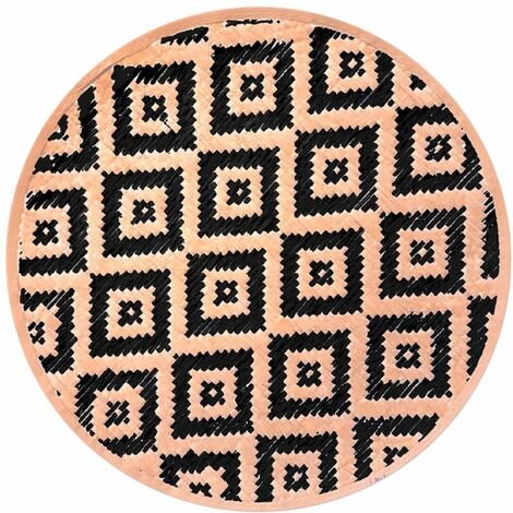 Set de table rond beige et noir en feuilles de Bambou - 38 cm