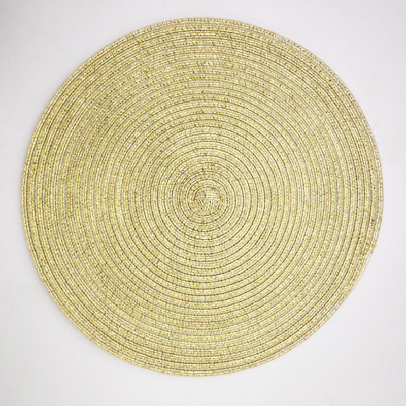 Set de table rond doré 38 x 38 cm, 1 pièce, à paillettes, idéal pour Noël, fête de famille, mariage, décoration de table de vacances
