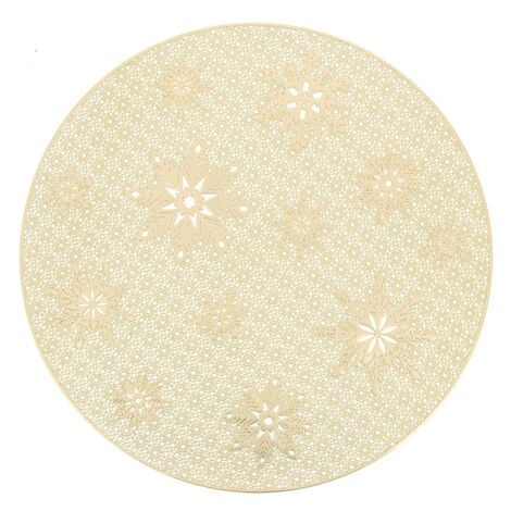 Set de table rond en PVC - motif flocon de neige -Diamètre 38cm  - couleur Or