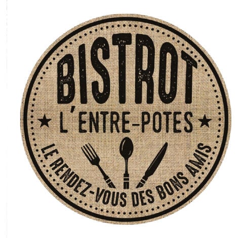 SUD TRADING Set de table rond en toile de jute - Bistrot