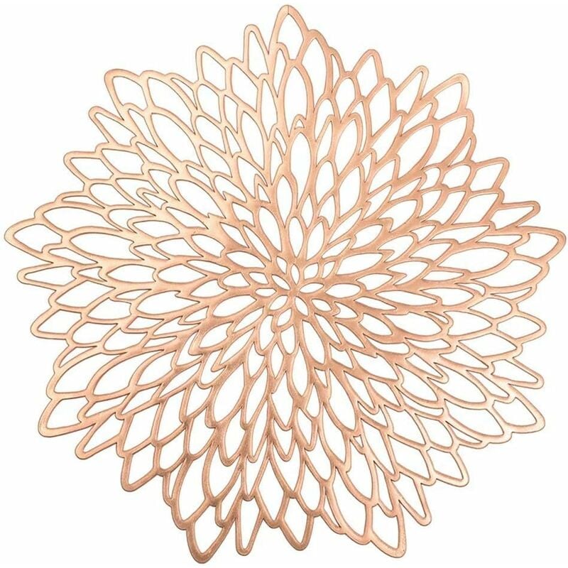 Fei Yu - Set de Table Rond évidé, 6 pièces Set de Table Rose doré métallisé Set de Table antidérapant Tapis de Protection (Rose doré)