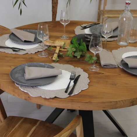 Set de table rond lavable Ecru 40 cm