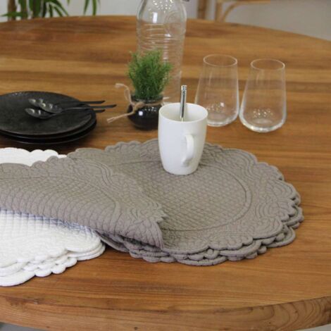 Set de table rond lavable Taupe 40 cm