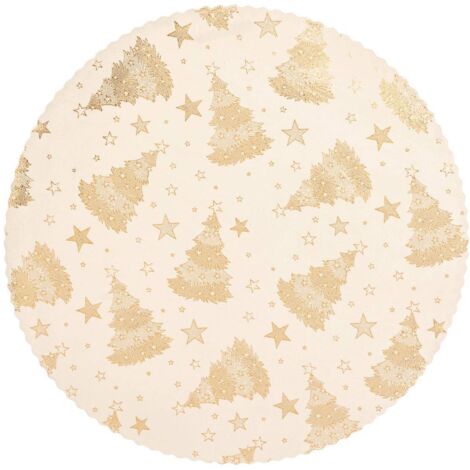 Set de table rond velours blanc et doré - Atmosphera créateur d'intérieur