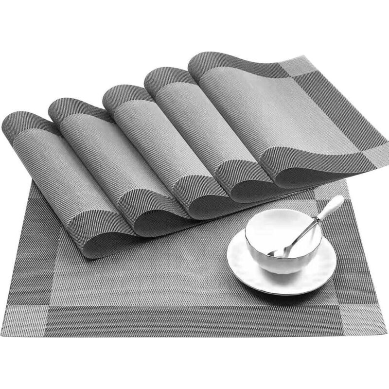 Set de table Set de 6 pièces, antidérapant, Lavable set de tables, de PVC résistant à la Chaleur, des Sets de table, Placemat Moderne, set de Table