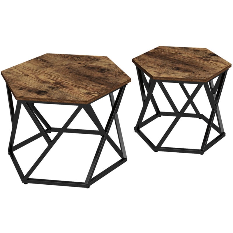 Vicco - Set de tables basses Fyrk, Chêne rustique, 57 x 57 cm 2 pièces