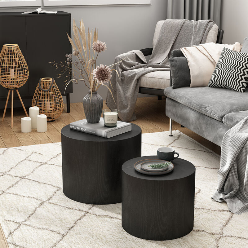 Vicco - Set de tables basses Giva, Noir, 48 x 48 cm