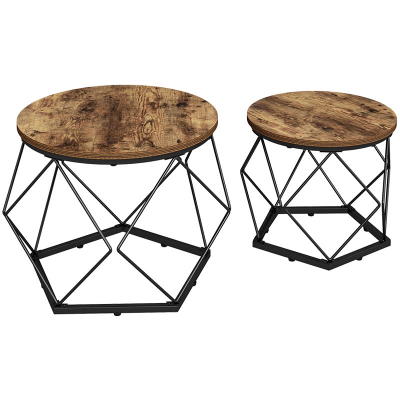 Vicco - Set de tables basses Fyrk, Chêne rustique, 50 x 40 cm 2 pièces