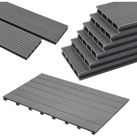 Set de tablones para terraza Deilingen WPC Antideslizante 10m² 220 x 15 cm gris claro [neu.holz]