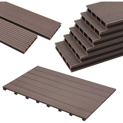 Set de tablones para terraza Deilingen WPC Antideslizante 10m² 220 x 15 cm marrón oscuro [neu.holz]