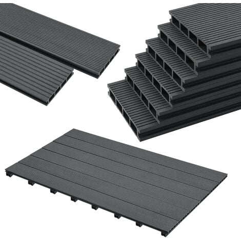 Set de tablones para terraza Deilingen WPC Antideslizante 14m² 220 x 15 cm gris oscuro [neu.holz]