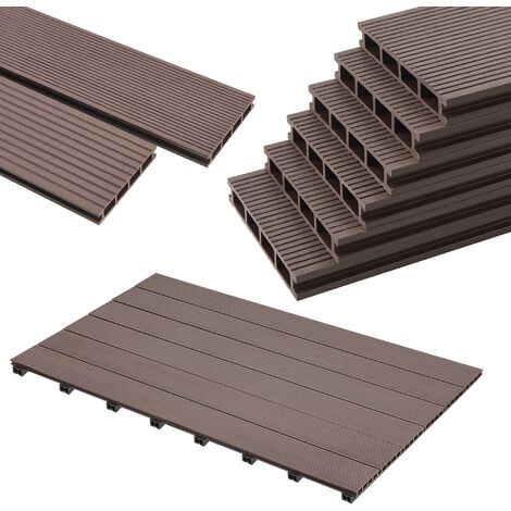 Set de tablones para terraza Deilingen WPC Antideslizante 30m² 220 x 15 cm marrón oscuro [neu.holz]