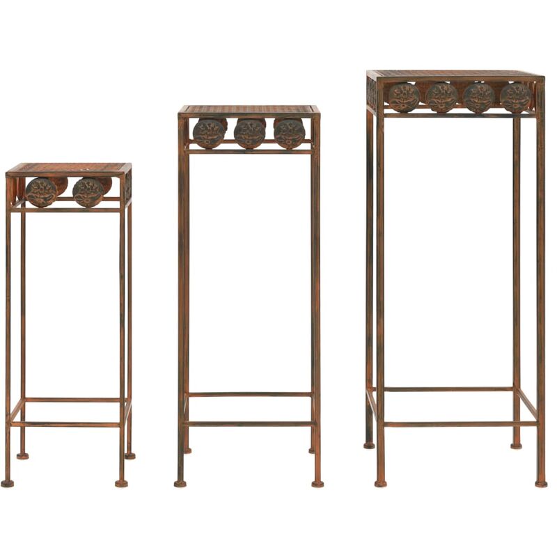 Set de Étagère à plantes 3 pcs Meuble Support Plante - Métal rouillé BV392842 Bonnevie Brun