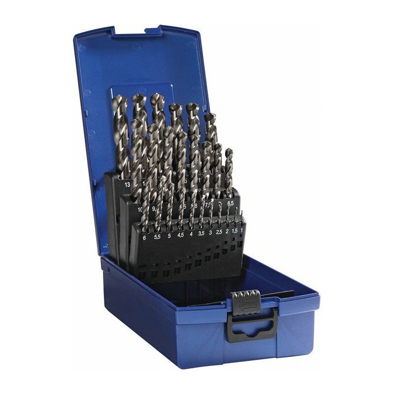 

Promat - Set de taladro helicoide DIN 338 Tipo TFL Diámetro nominal. 1-13x0.5 mm Cassette de plástico HSS-CO5 25 Piezas