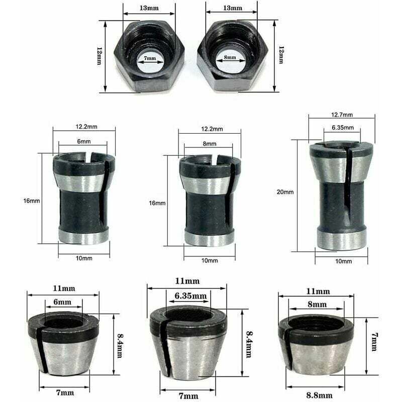 Alovez - Set de têtes de mandrin comprenant 6 adaptateurs convertisseurs pour perceuses : 6 mm, 6.35 mm et 8 mm