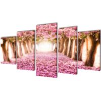 Set de toiles murales imprimées Cerisiers en fleurs 100 x 50 cm