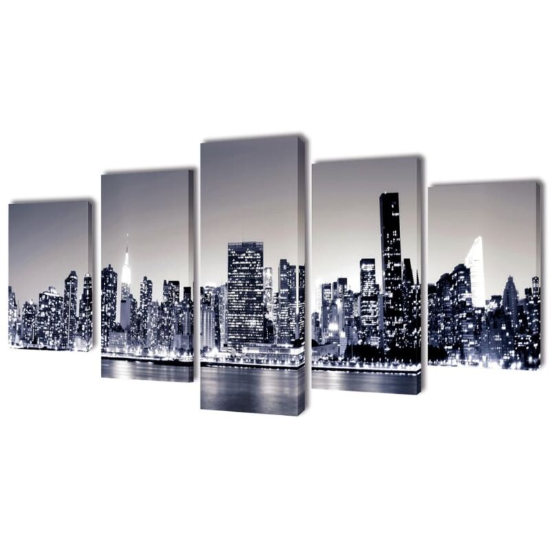 Canvas muurdruk set monochroom New York skyline 200 x 100 cm241549