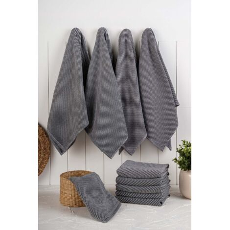 Set de torchons de cuisine 10 pieces eloise - anthracite 88646905 88646905 88646905 88646905