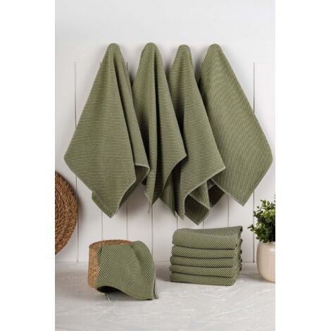 Set de torchons de cuisine 10 pieces eloise - vert fonce 88648762 88648762 88648762 88648762