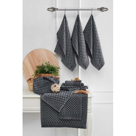 Set de torchons de cuisine 10 pieces lola - anthracite 88648246 88648246 88648246 88648246