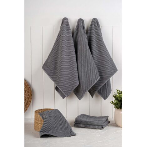 Set de torchons de cuisine 6 pieces eloise - anthracite 88651175 88651175 88651175 88651175