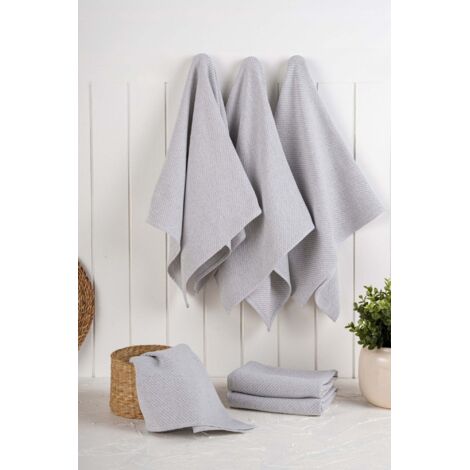 Set de torchons de cuisine 6 pieces eloise - gris 88650451 88650451 88650451