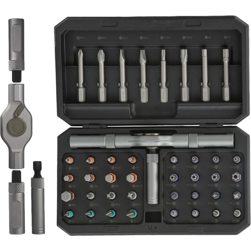 Set de Tournevis à Cliquet de Précision, Jeu d'Embouts de Tournevis Magnétiques 42 en 1, pour Meubles, Bicyclette, Ordinateur