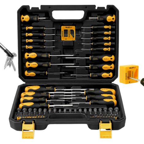 Set de Tournevis Magnétiques Complet de 86 Pièces en Acier CR-V : Avec Tournevis de Précision Mini (Fente/Croix/Torx), Douilles à Écrous, Embouts et Magnétiseur, Rangé dans une Valise à Outils Solide