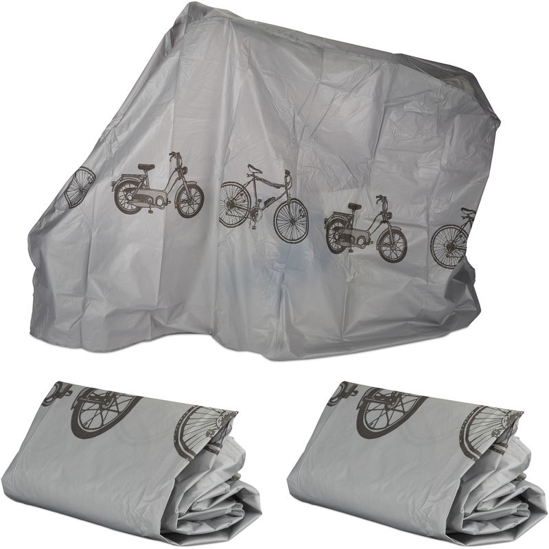 

Set de tres fundas para bicicletas, Funda protectora, Protección solar, Cubierta, Polietileno, 200 x 115 cm, Gris