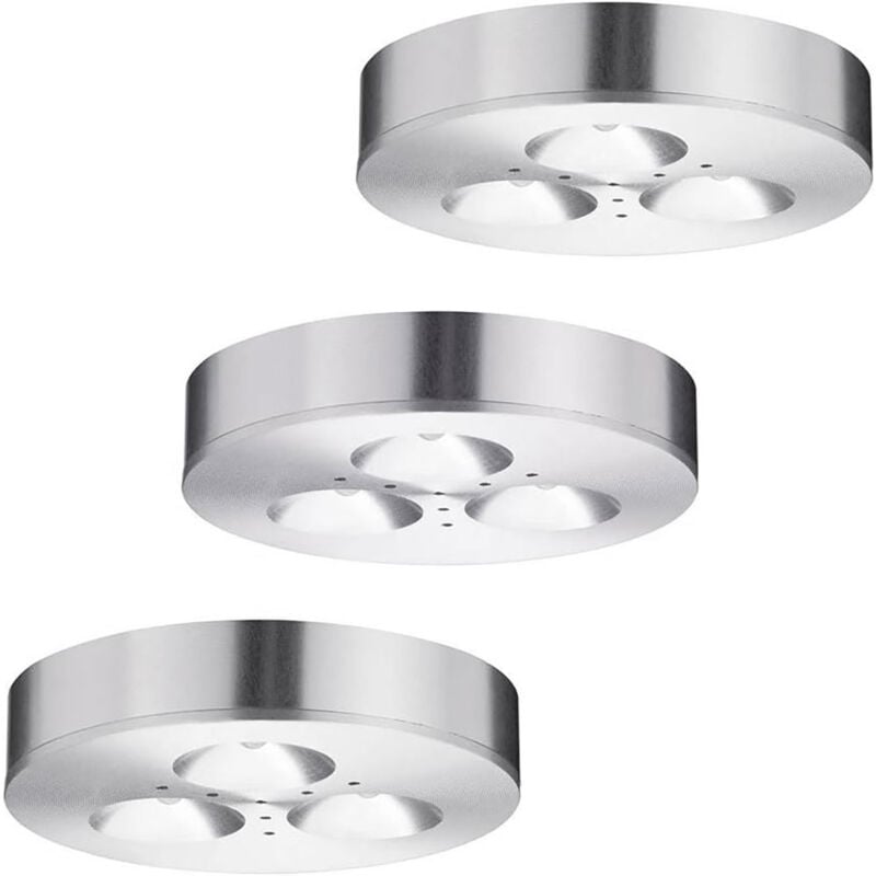 Lot de 3 spots led encastrables pour meuble plafonniers apparents aluminium brossé Paulmann 935.46