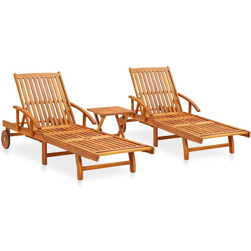 

Youthup - Set de tumbonas con mesita 2 uds madera maciza de acacia - Marrón