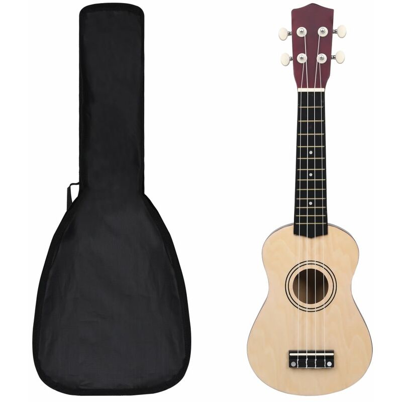 

Set de ukelele soprano con funda para niños madera clara 21