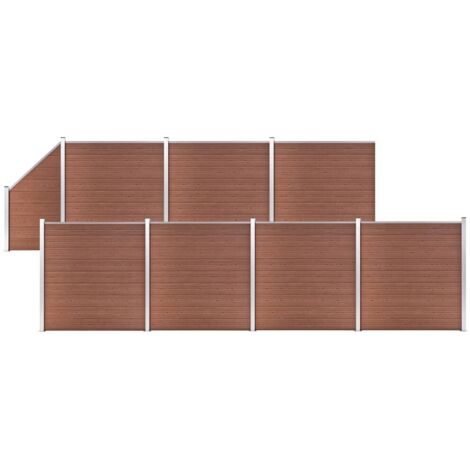 Set de valla 7 cuadradas + 1 oblicua WPC marrón 1311x186 cm