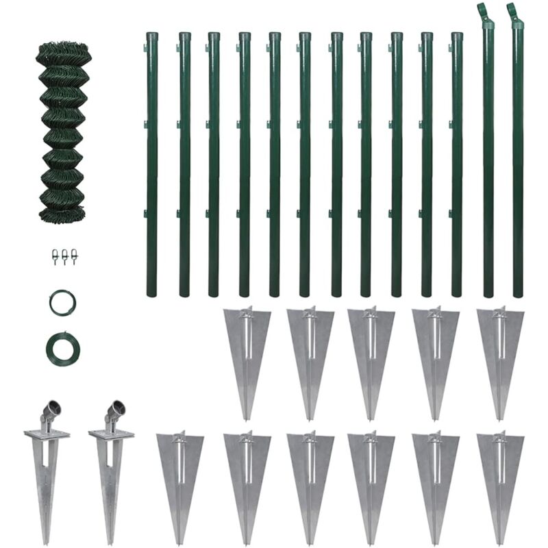 

Valla Metálica con Estacas Postes Acero 1x25m - Verde - Vidaxl