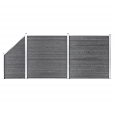 Set de vallas 2 cuadradas + 1 oblicua WPC gris 446x186 cm