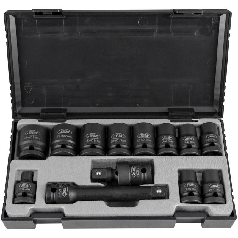 

52341 Set De Vasos De Impacto De 13 Piezas De 1/2' Hexagonal + Adaptador - Jbm