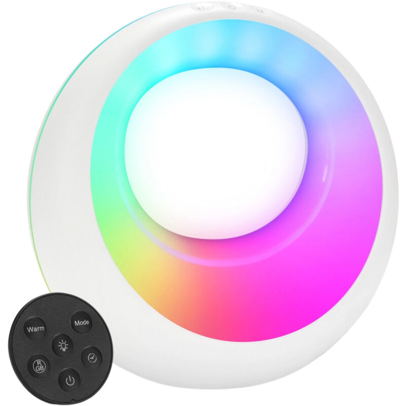 Set de Veilleuses LED 1/2, Dimmable Tactile avec Télécommande, Sans Fil avec Changement de Couleur RVB, Forme Ronde avec Minuterie et Fonction