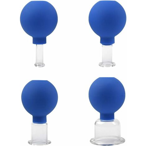 Set de Ventouses en Verre avec 4 Tailles Différentes, Ventouse pour Massage, Ventouse Anti-Cellulite, Tasses à Ventouses pour Massage Tête, Visage, Chaque Partie du Corps Triomphe 4 PCS