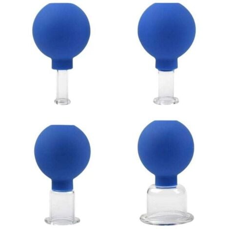 EURITECSA Set de Ventouses en Verre avec 4 Tailles Différentes, Ventouse pour Massage, Ventouse Anti-Cellulite, Tasses à Ventouses pour Massage Tête, Visage, Chaque Partie du Corps Triomphe 4 PCS