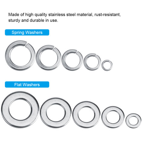 [Set de washers] + Washers assortiment + 300pcs M2-M6 + acier inoxydable et étui plastique
